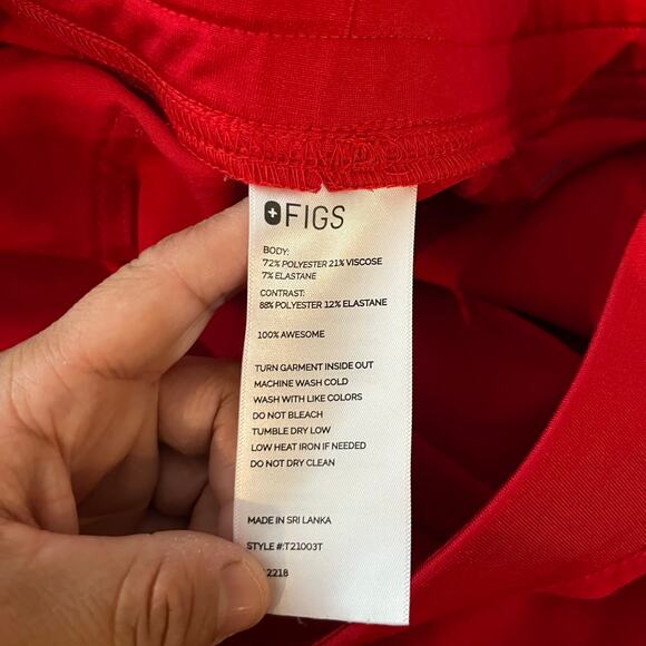 Figs Livingston Basic Scrub Pants Size Medium Tall Red Nurse - Picture 5 of 9